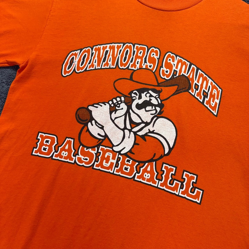 Vintage Connors State Baseball T Shirt Mens Medium Orange College Baseball - Picture 2 of 7